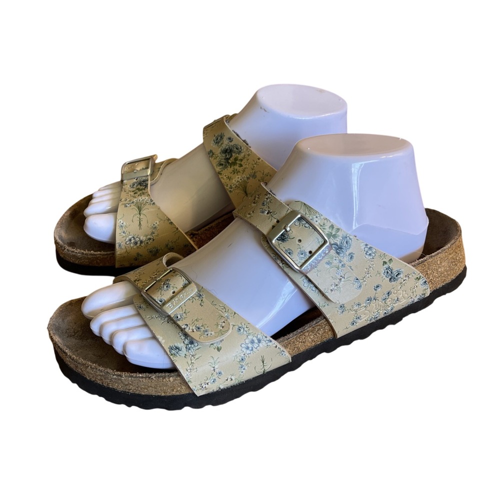 Birkenstock Birki Arizona Bluebell Floral Women 39/8 Strap Buckle Sandal Slide